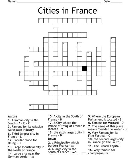 city in southern france crossword.